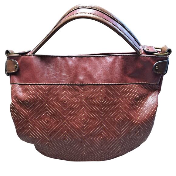 Liz & Co Purse Half Moon Bag Satchel Rosewood Vegan Leather Handbag boho hippie - Picture 1 of 15